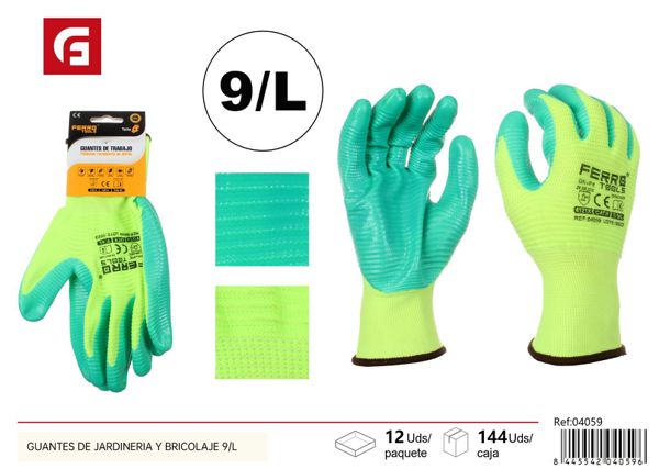 Guantes de jardinería y bricolaje 9/L para protección