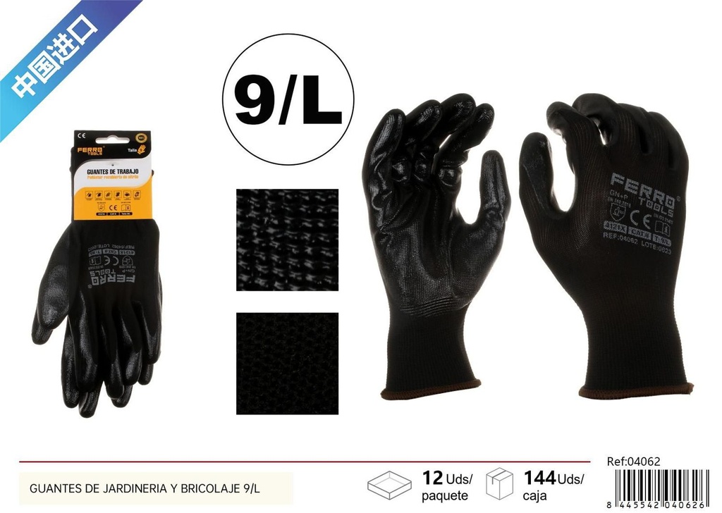 Guantes de jardinería y bricolaje GN+P 9/L para protección