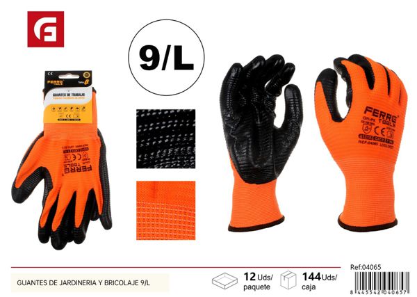 Guantes de jardinería y bricolaje 9/L GN+PK para protección