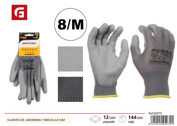 Guantes de jardinería y bricolaje 8/M con revestimiento PU