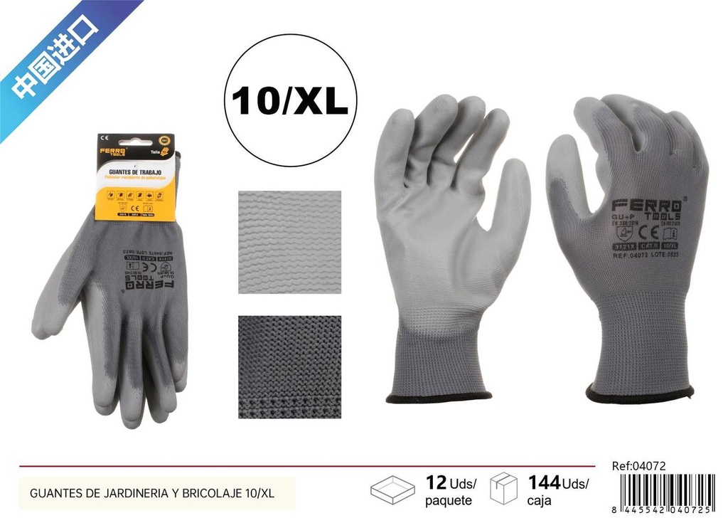 Guantes de jardinería y bricolaje 10/XL de poliéster y PU