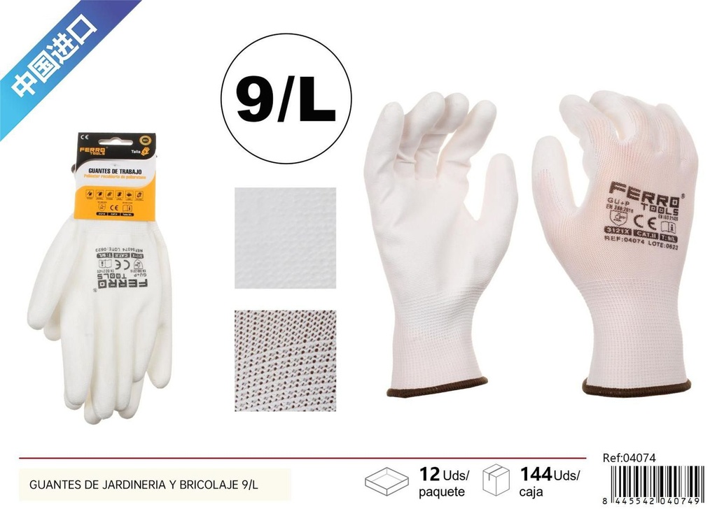 Guantes de jardinería y bricolaje 9/L