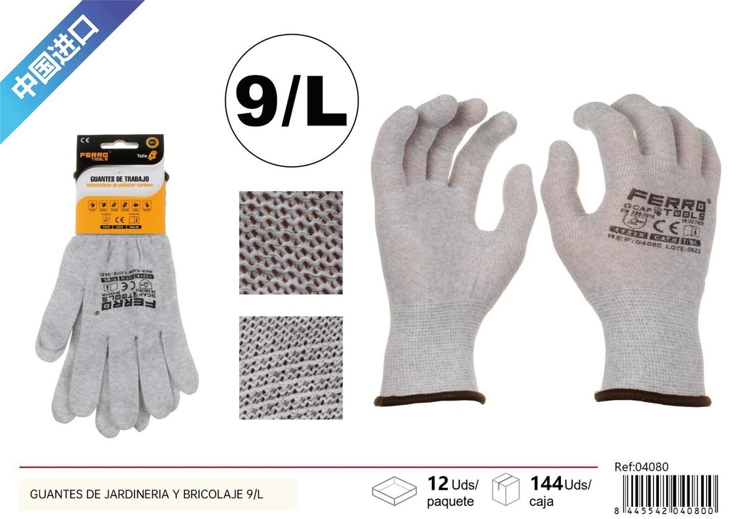 Guantes de jardinería y bricolaje talla 9/L GCAP