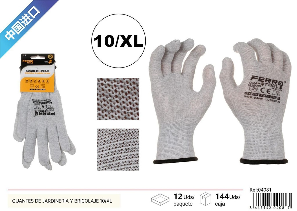 Guantes de jardinería y bricolaje 13 puntadas 10/XL - Herramientas de ferretería