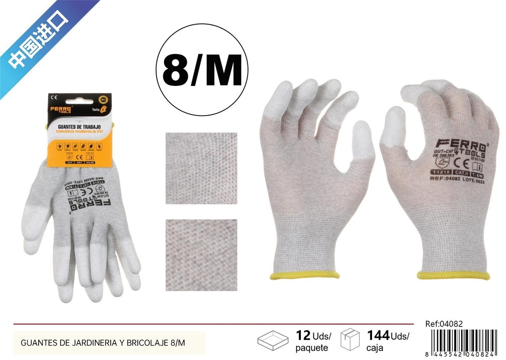 Guantes de jardinería y bricolaje (set de 8/M) - Accesorios de ferretería