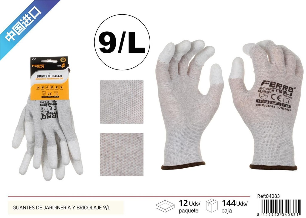 Guantes de jardinería y bricolaje talla 9/L para protección