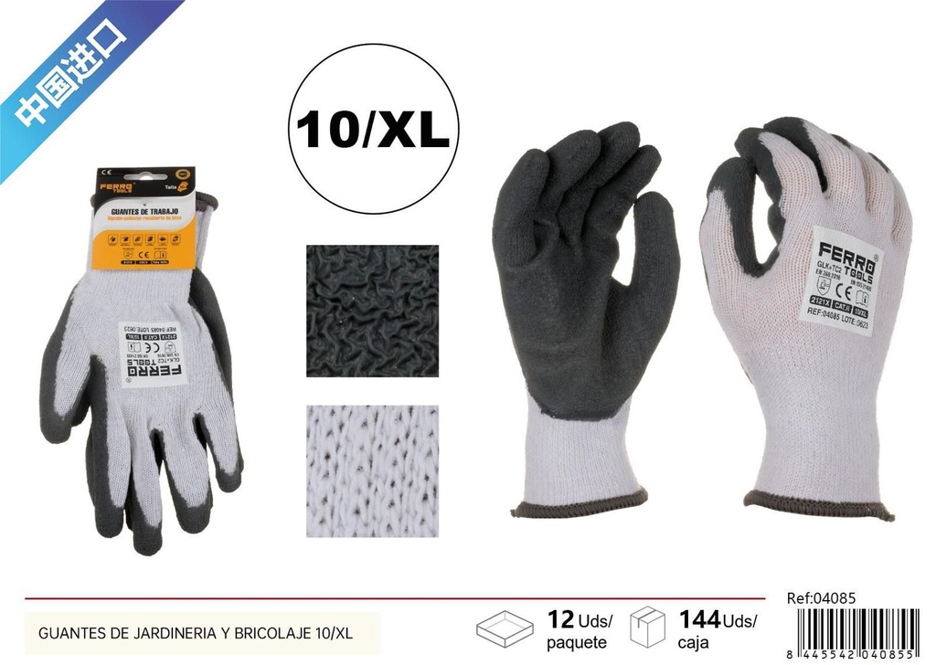 Guantes de jardinería y bricolaje 10/XL para protección