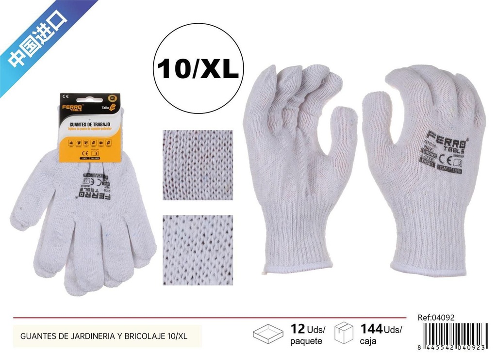 Guantes de jardinería y bricolaje GTC10 10/XL para protección