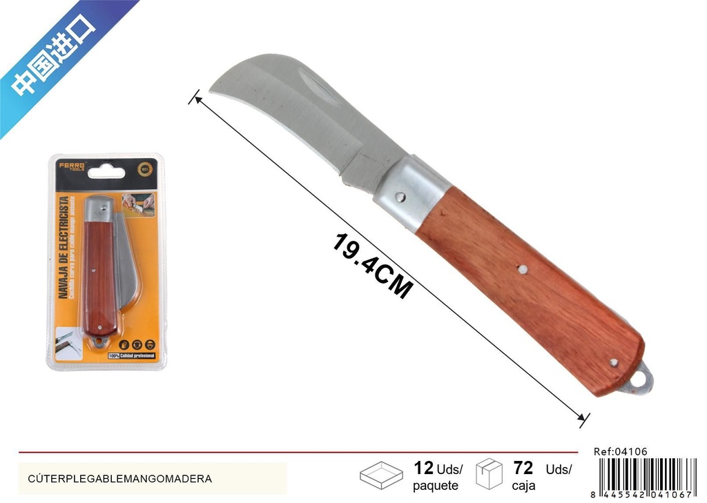 Cúter plegable mango madera - Herramientas de ferretería