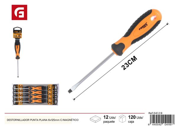 Destornillador punta plana 6x125mm magnético