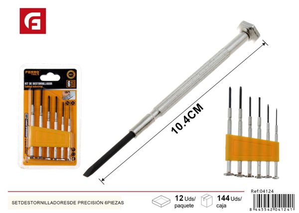 Set de destornilladores de precisión 6 piezas para electrónica y relojería