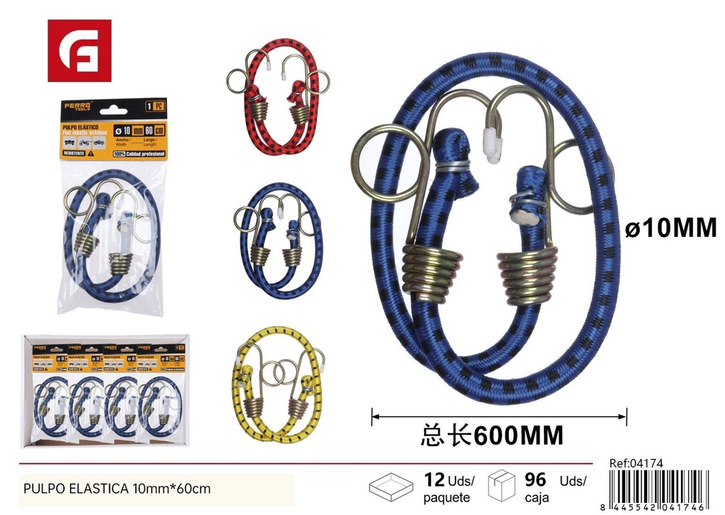 Cinta elástica con ganchos de oro y negro, azul y negro, rojo y negro 10 mm x 60 cm - Accesorios de coche