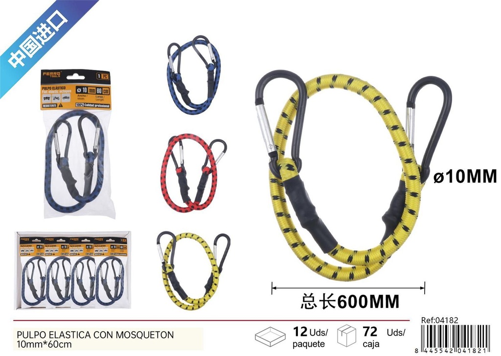 Cuerda elástica con mosquetón 10mmx60cm - Accesorios para automóviles