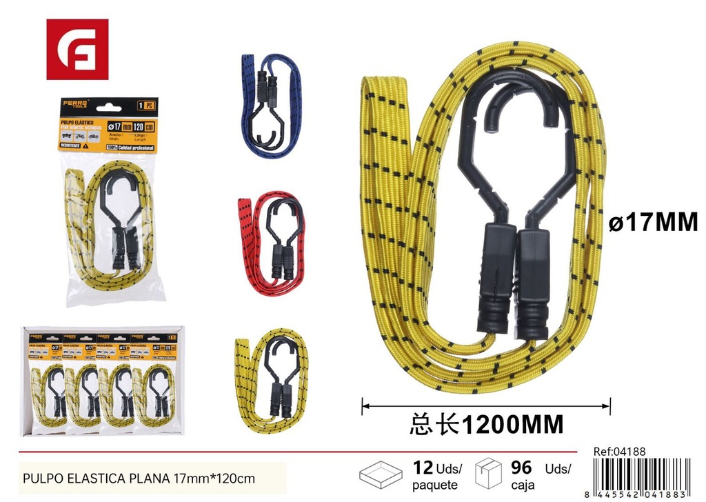 Pulpo elástica plana 17mm x 120cm para sujeción de cargas