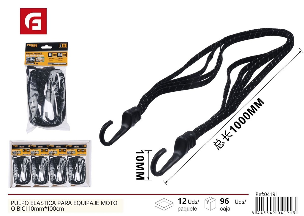 Pulpo elástico para equipaje moto o bici 10mmx100cm para sujeción