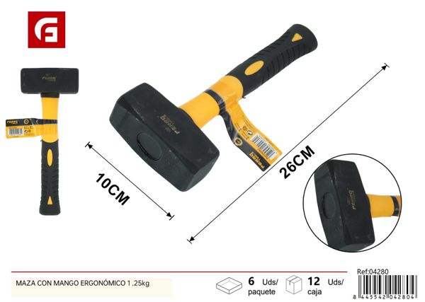 Maza de construcción con mango ergonómico 1.25kg para ferretería