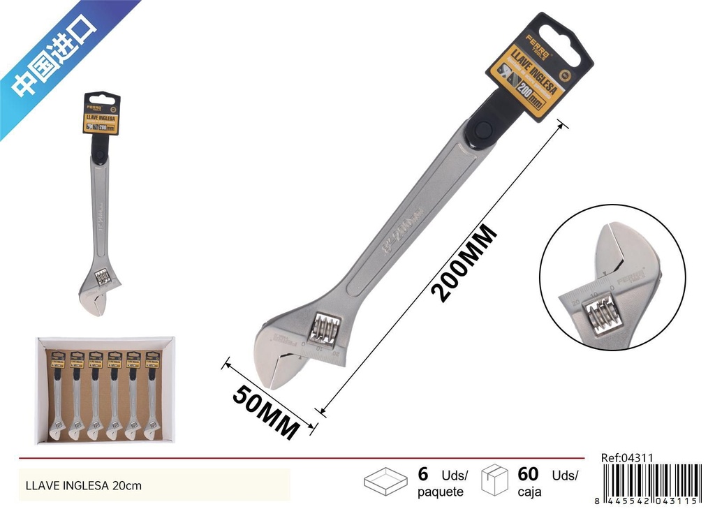  llave ajustable 8in - Herramientas de ferretería