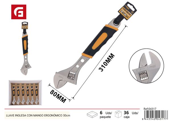 Llave inglesa con mango ergonómico 30cm