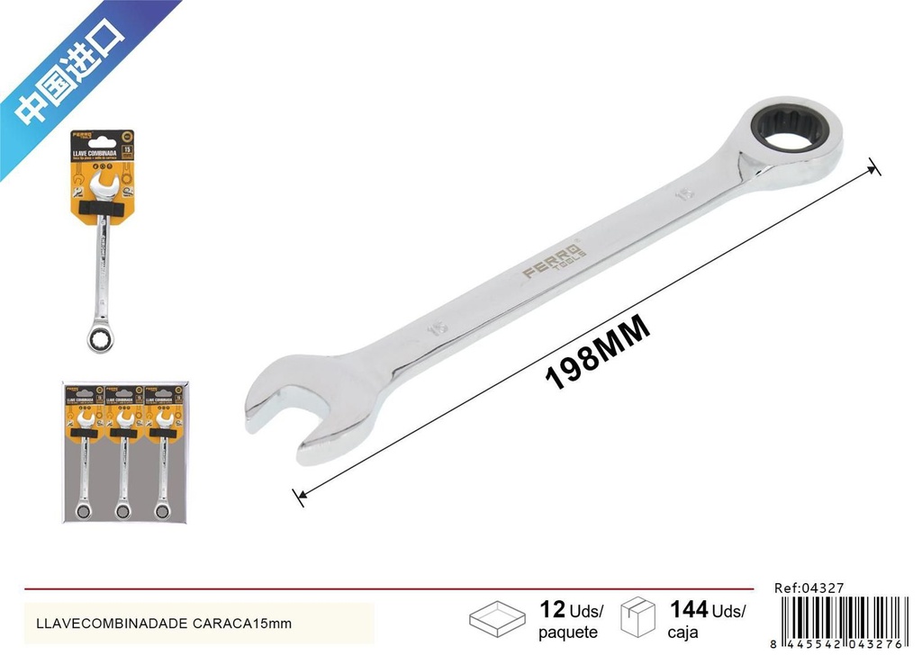 Llave combinada de carraca 15mm para herramientas