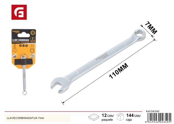 Llave combinada fija cromada 7mm