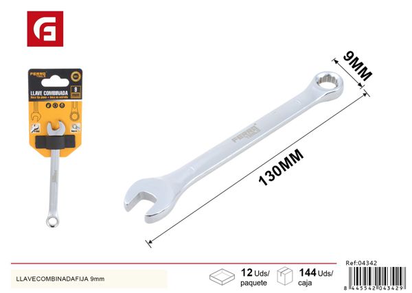 Llave combinada fija 9mm para ferretería y bricolaje