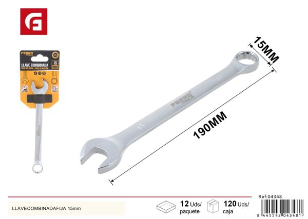 Llave combinada fija 15mm herramientas manuales