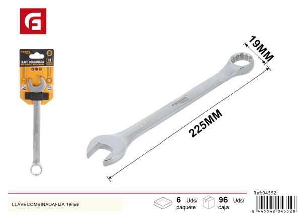 Llave combinada fija 19mm herramienta ferretería