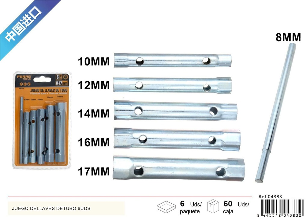 Juego de llaves de tubo 8-17mm 6pcs para reparaciones