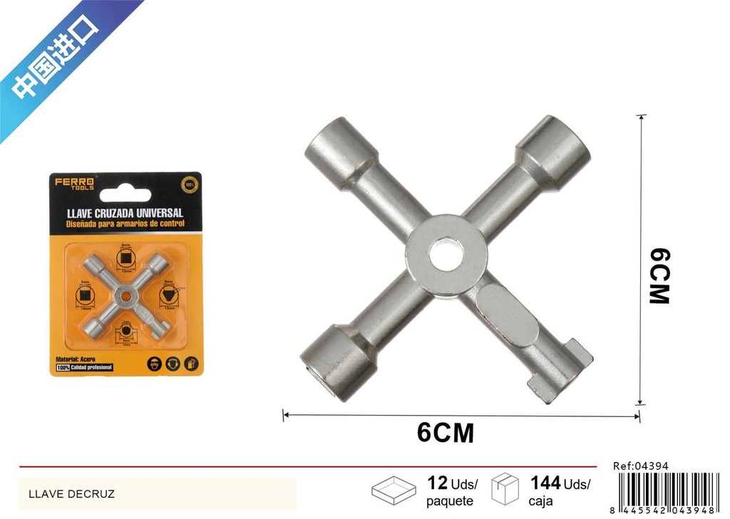 Llave de cruz multifuncional 4 en 1 para herramientas