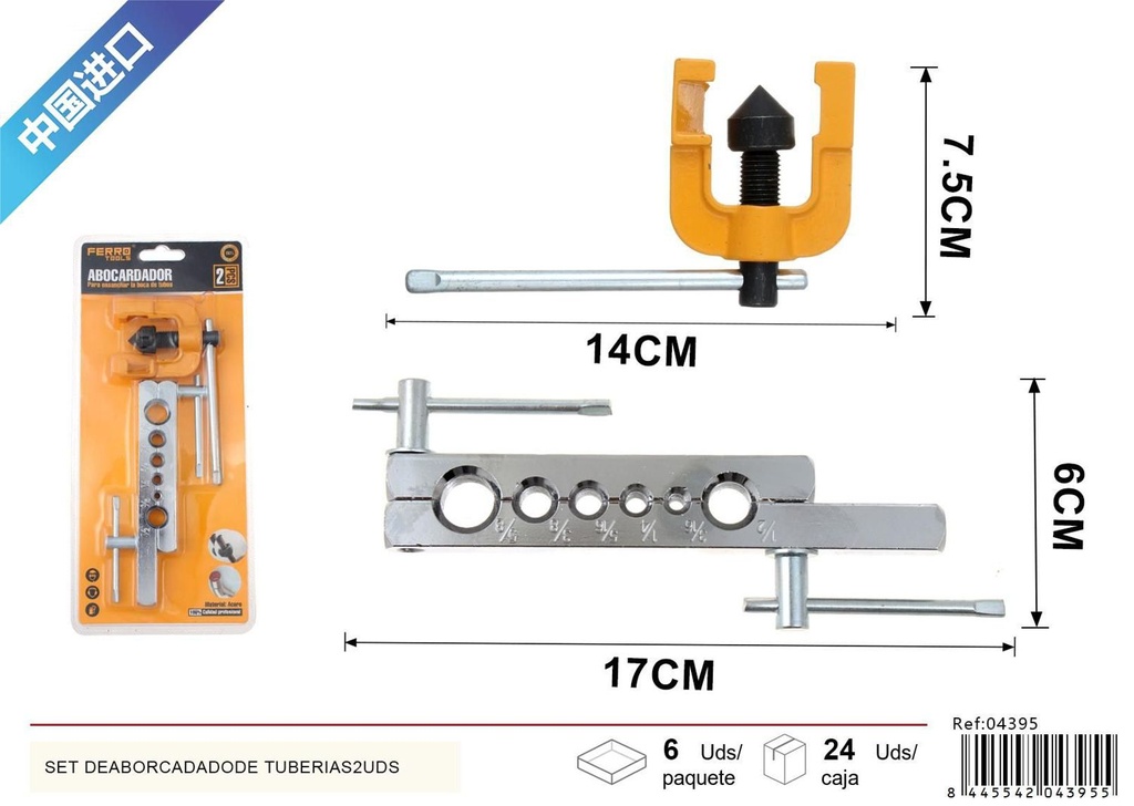 Set de abocardado de tuberías 2 piezas para ferretería y herramientas