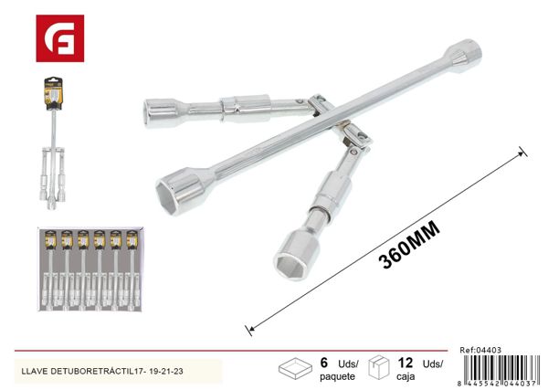 Llave de tubo retráctil 17-19-21-23