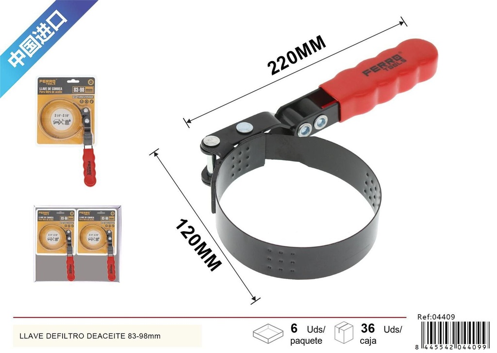 Llave de filtro de aceite ajustable 83-98mm herramienta esencial