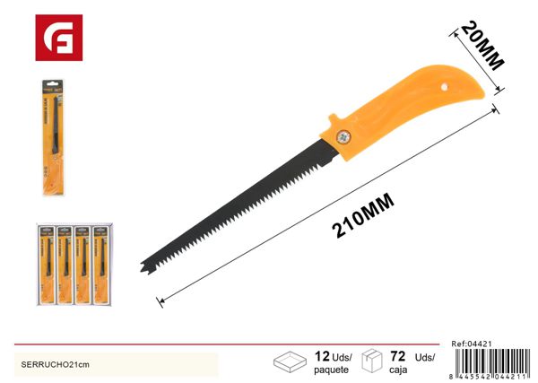 Serrucho mini 21cm con mango de plástico amarillo