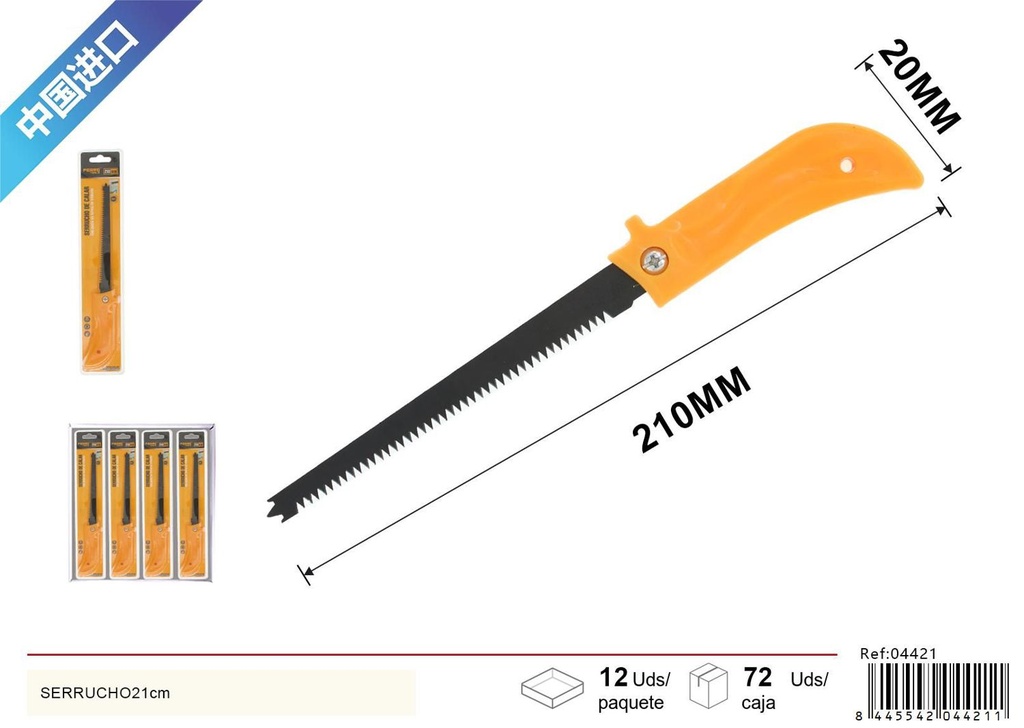 Serrucho mini 21cm con mango de plástico amarillo