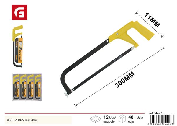 Sierra de arco con mango de aluminio 30cm para bricolaje y herramientas