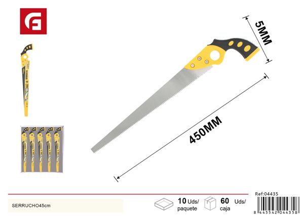 Serrucho de mano 45cm para carpintería y bricolaje