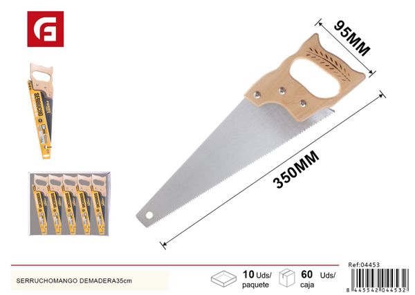 Serrucho con mango de madera 35cm para carpintería