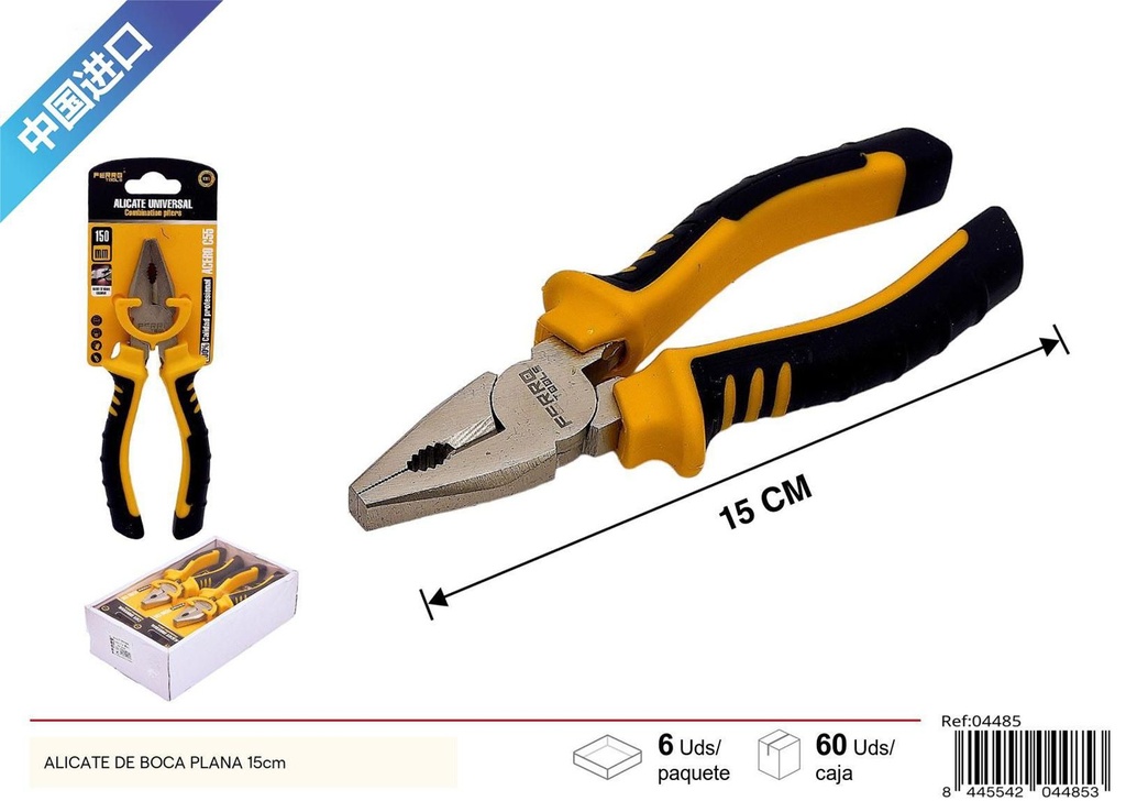 Alicate de boca plana 15cm para trabajos de precisión