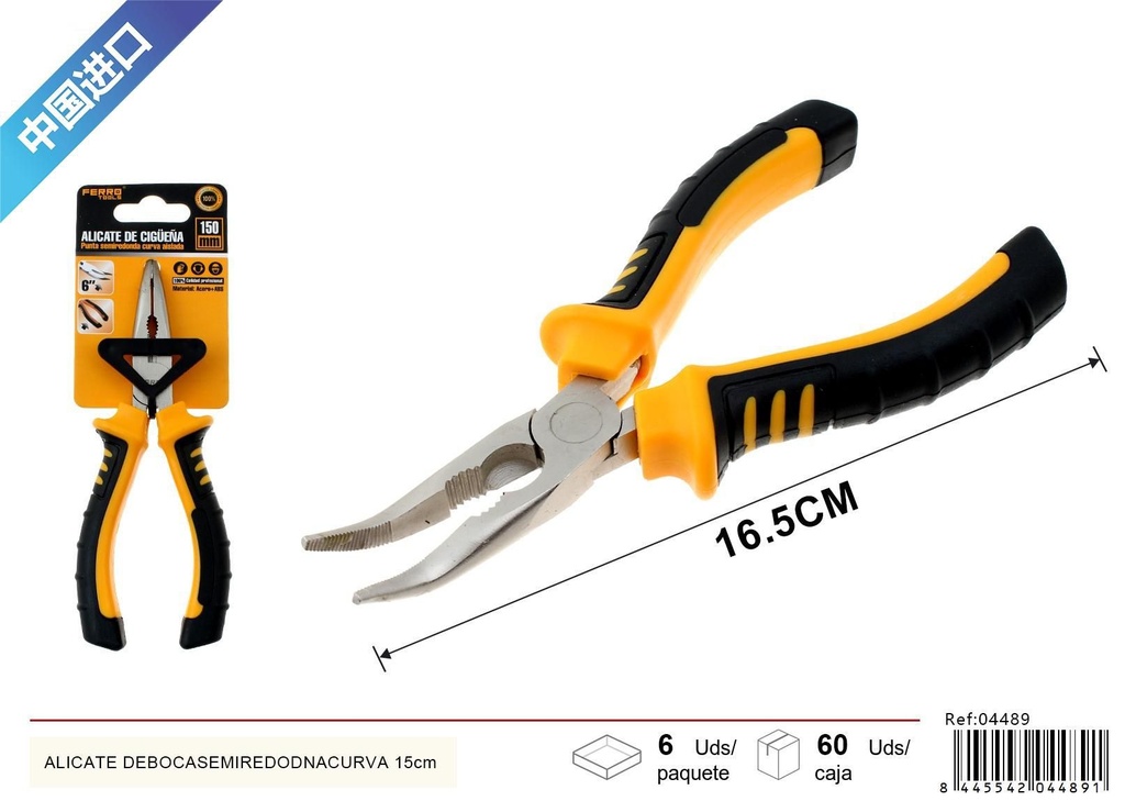 Alicate de boca curvada 15 cm - Herramientas de ferretería