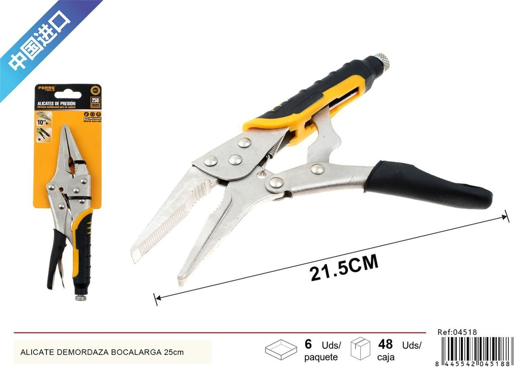 Alicate de mordaza boca larga 25cm - Herramientas de ferretería