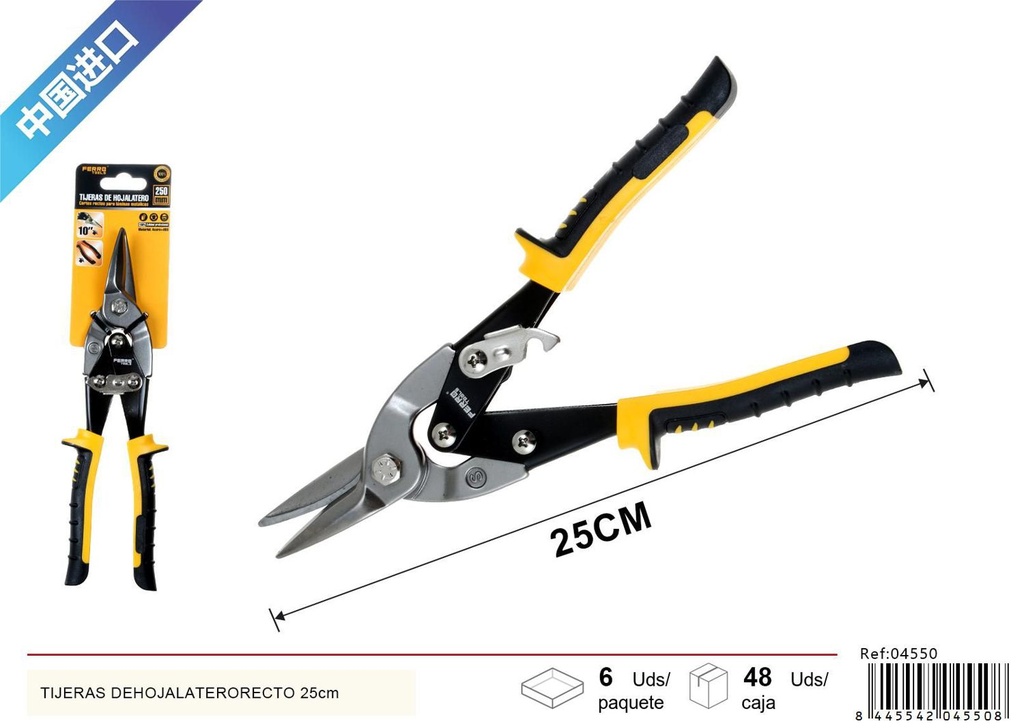 Tijeras de hojalatero recto 25cm para corte de metales