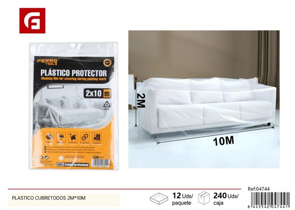 Plástico cubretodos HDPE 6µm 2x10m para protección en pintura