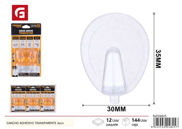 Gancho adhesivo transparente 4pcs para colgar objetos