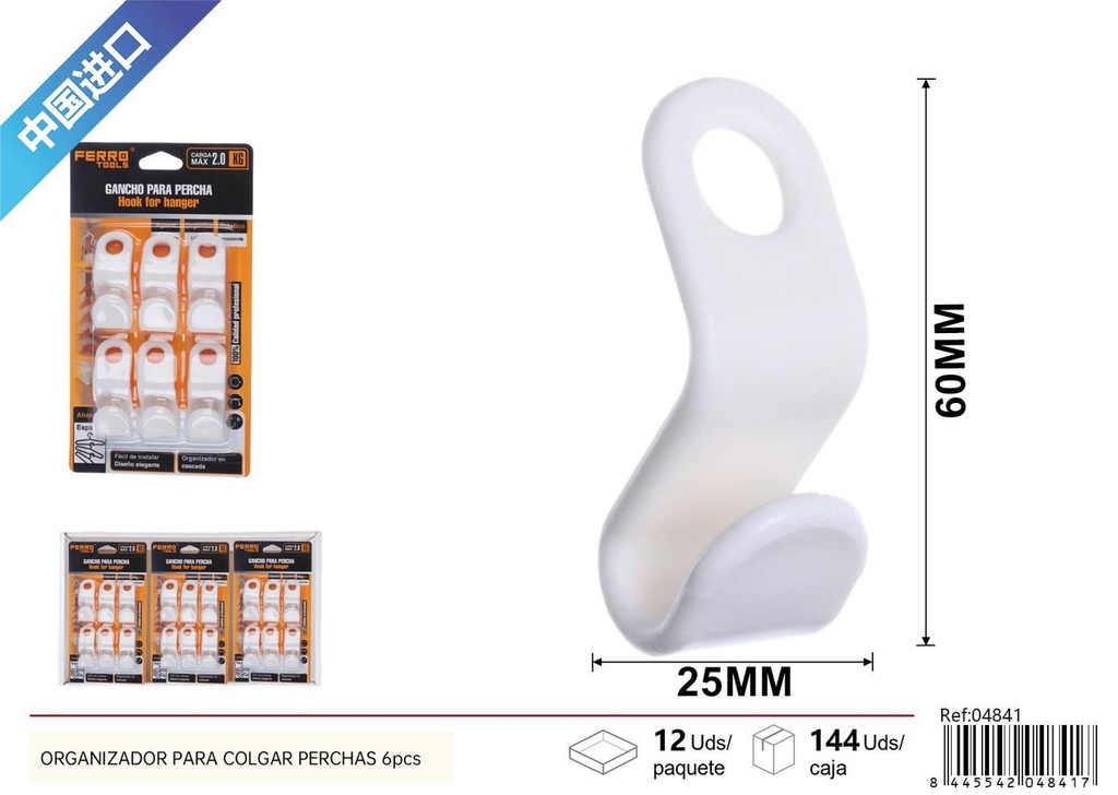Organizador para colgar perchas 6 piezas - Accesorios de ferretería