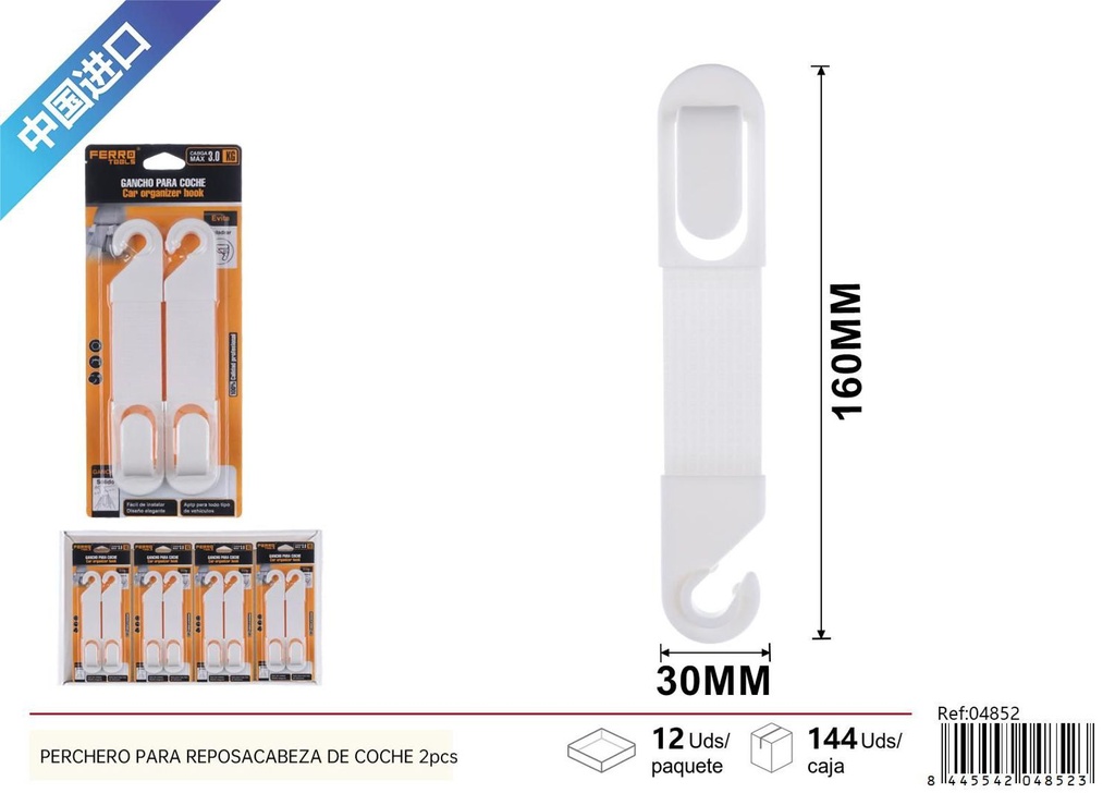 Perchero para reposacabezas de coche 2pcs para colgar prendas