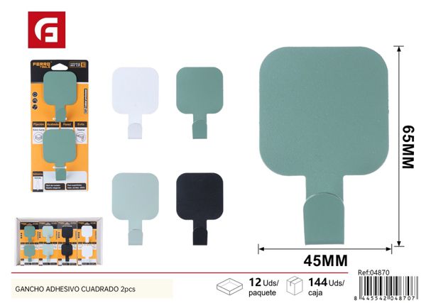 Gancho adhesivo cuadrado 2pcs de hierro para colgar objetos