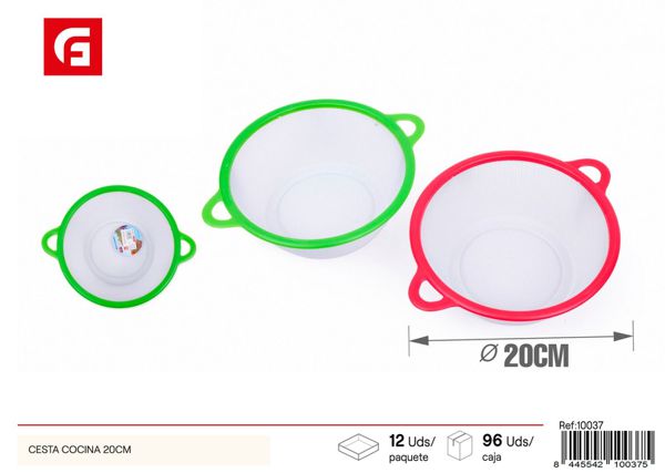 Colador de malla 20cm rojo y verde para cocina