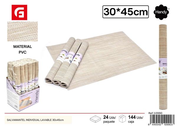 Salvamantel individual lavable 30x45cm beige para mesa