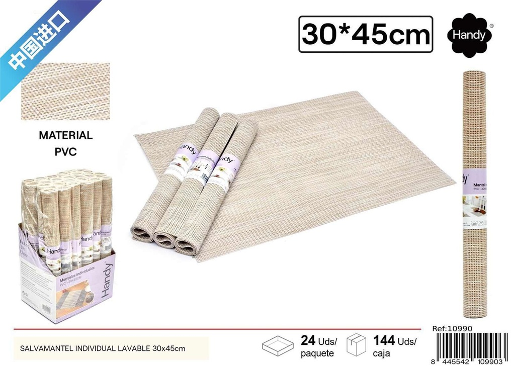 Salvamantel individual lavable 30x45cm beige para mesa