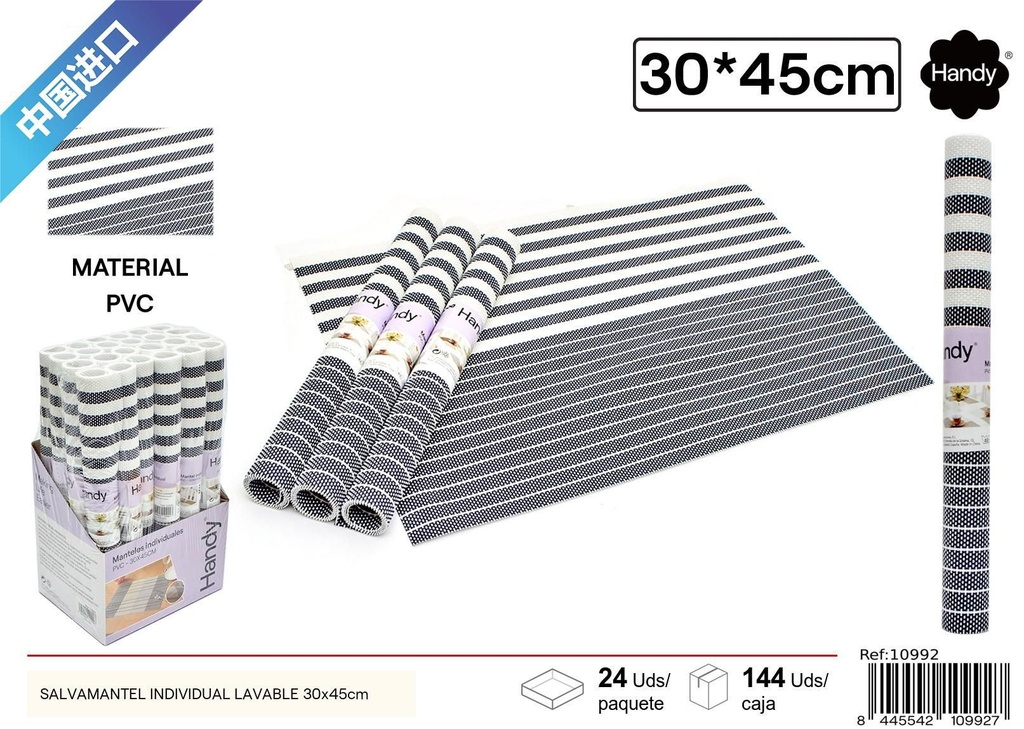 Salvamantel individual lavable 30x45cm rayas azul - Textiles para hogar